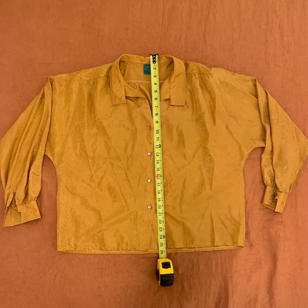 Vintage Reine Seide Gold Button Blouse, Size 42 - Picture 4 of 10